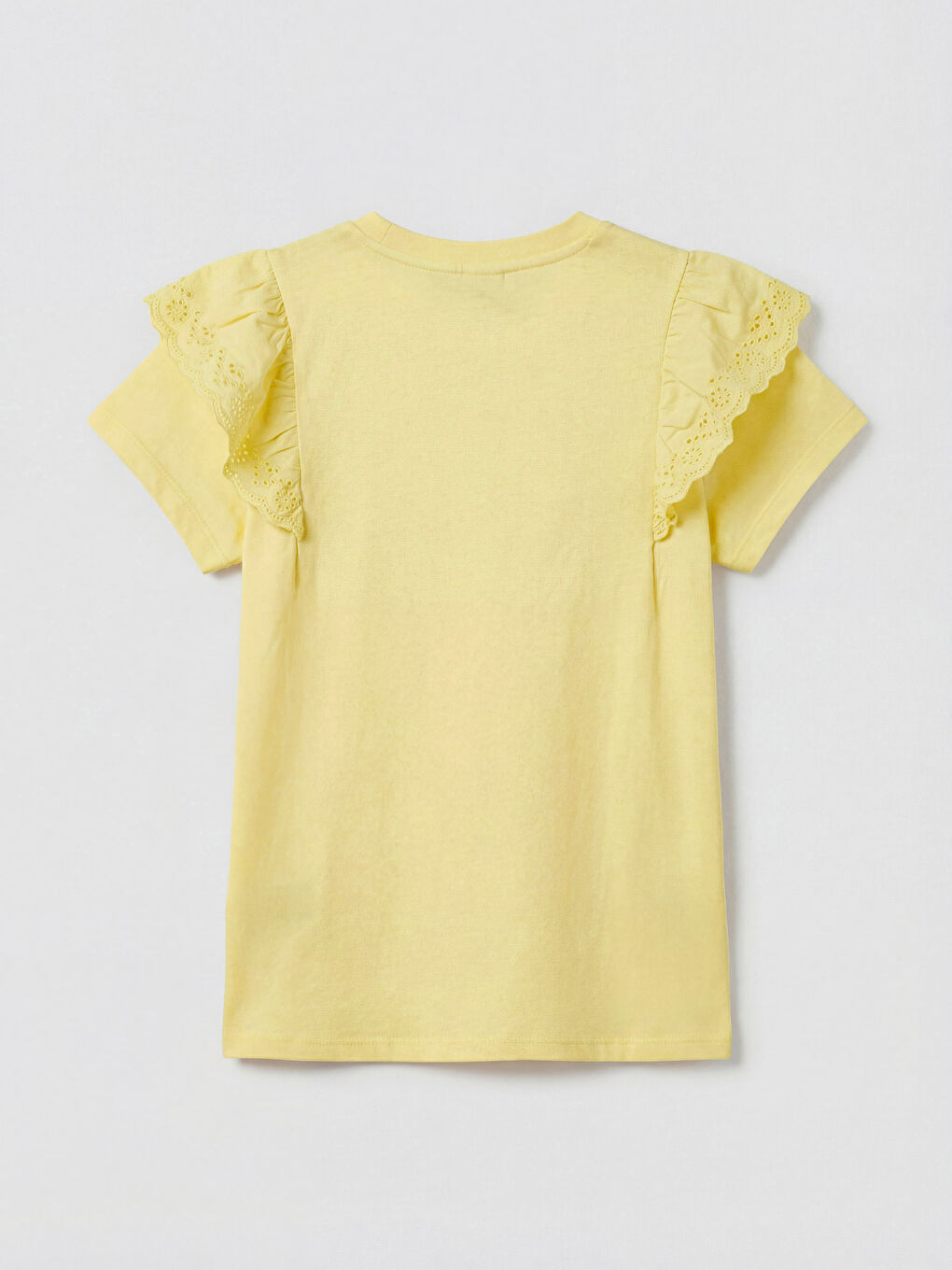 Sarı Bisiklet Yaka Fisto Detaylı Kız Çocuk Tişört-2