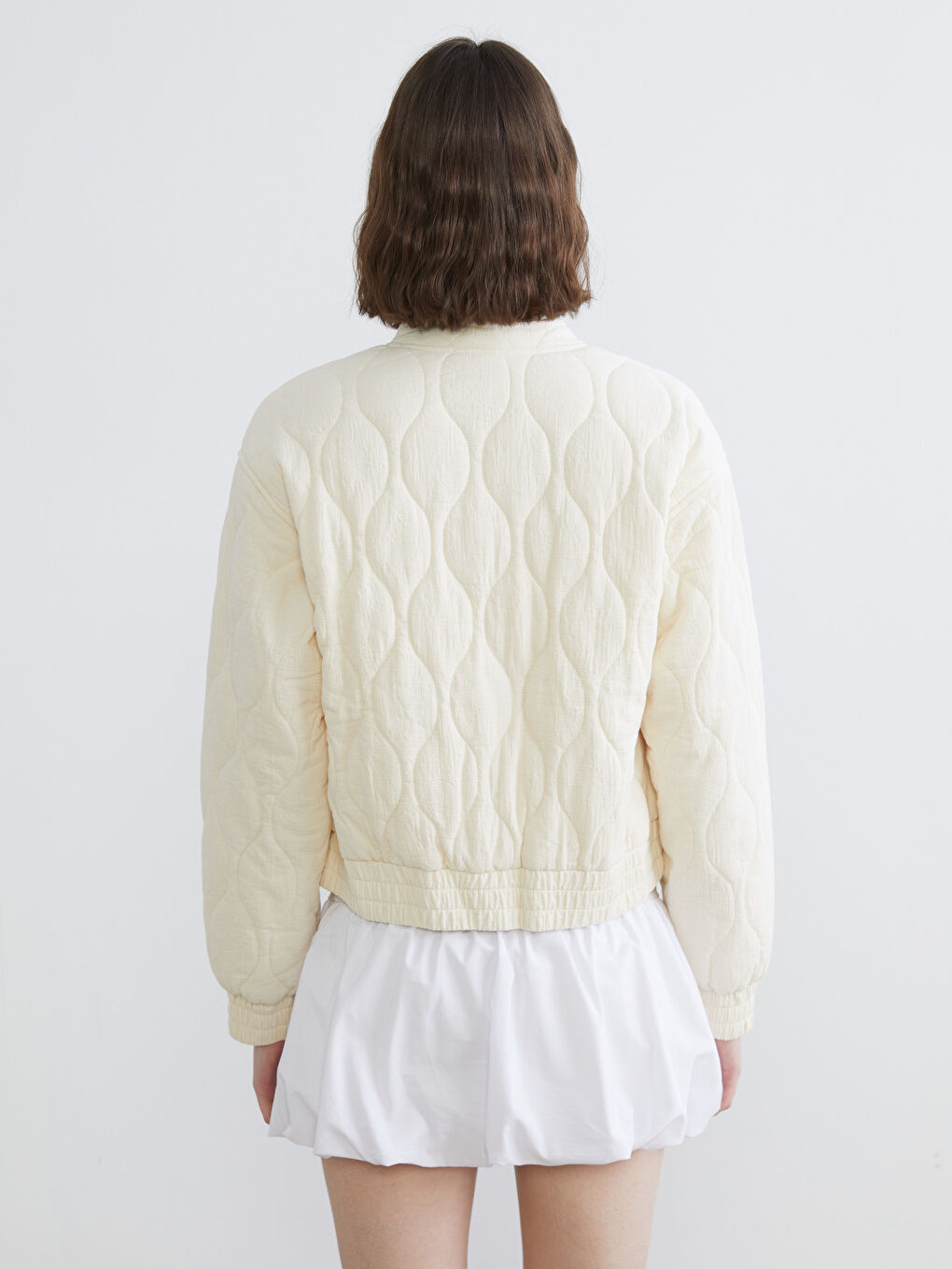 Baseball Collar Quilted Oversize Women's Jacket-4