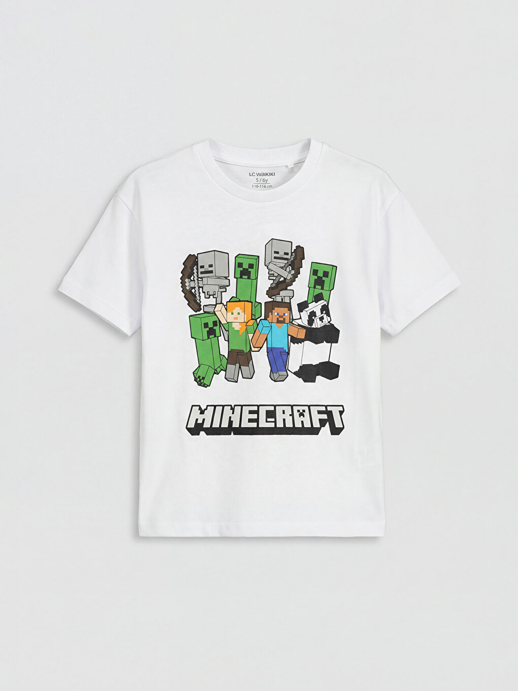 Beyaz Minecraft Baskılı Erkek Çocuk Tişört