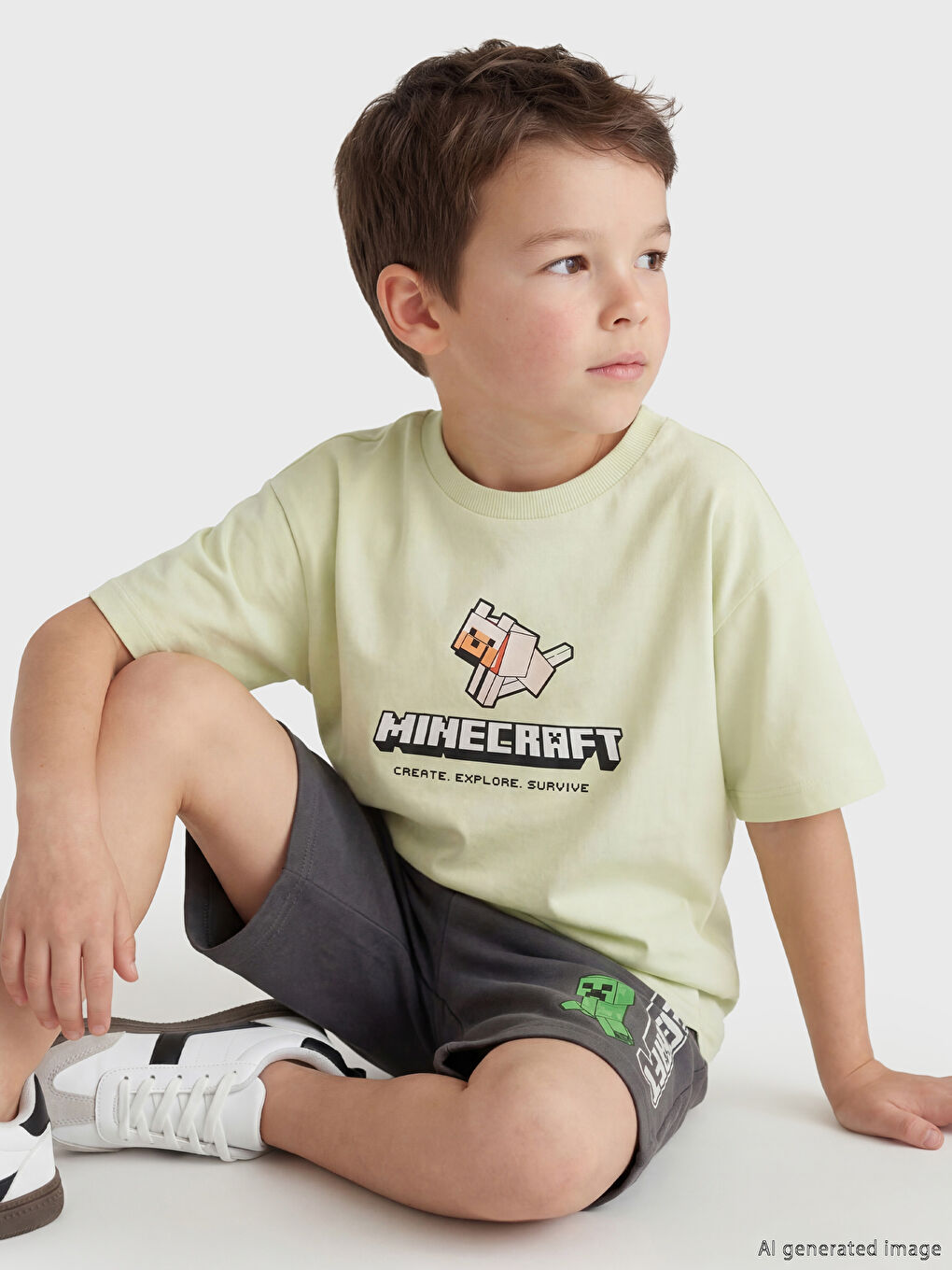 Majica sa okruglim izrezom Minecraft štampana za dečake