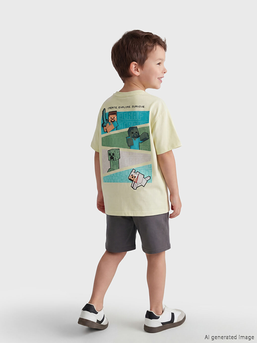 Majica sa okruglim izrezom Minecraft štampana za dečake-1