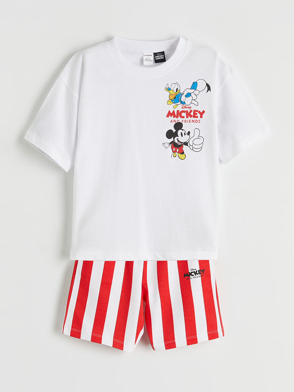 Beyaz Mickey Mouse Baskılı Erkek Çocuk Şortlu Takım