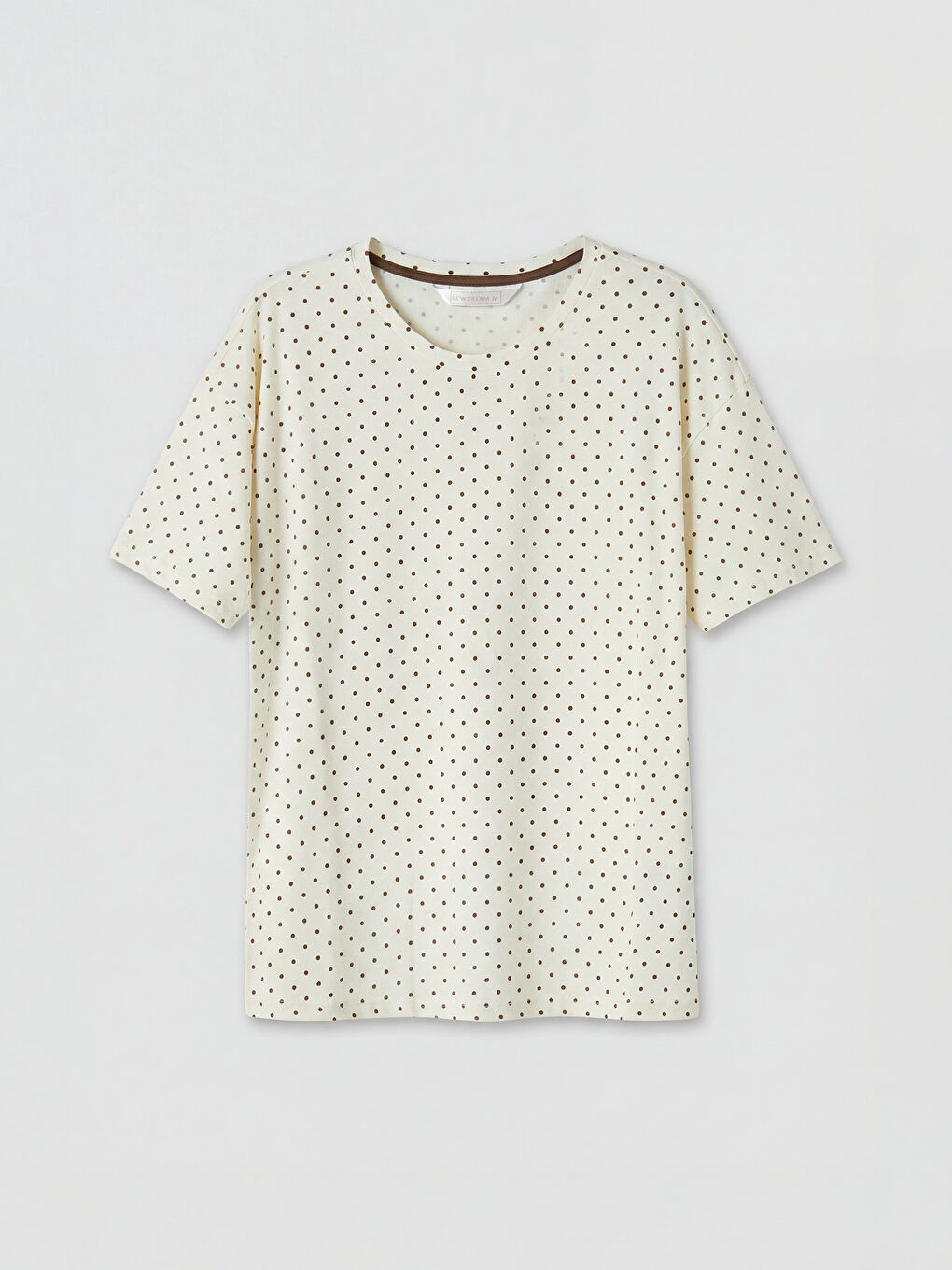 Ekru Puantiyeli Kadın Kaprili Pijama Takımı-1