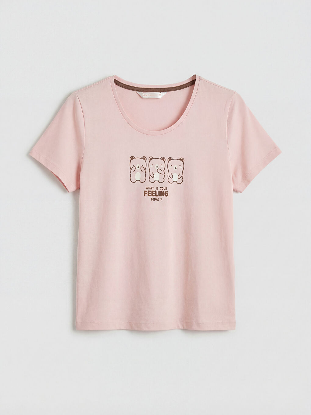 Pembe Bisiklet Yaka Baskılı Kadın Pijama Takım-1