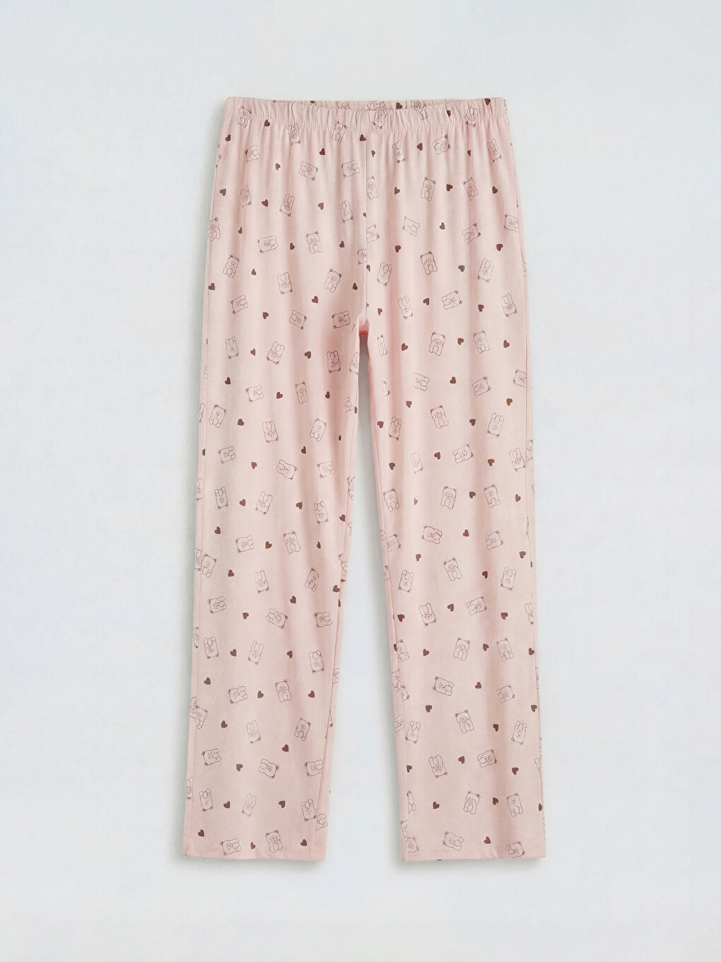 Pembe Bisiklet Yaka Baskılı Kadın Pijama Takım-4