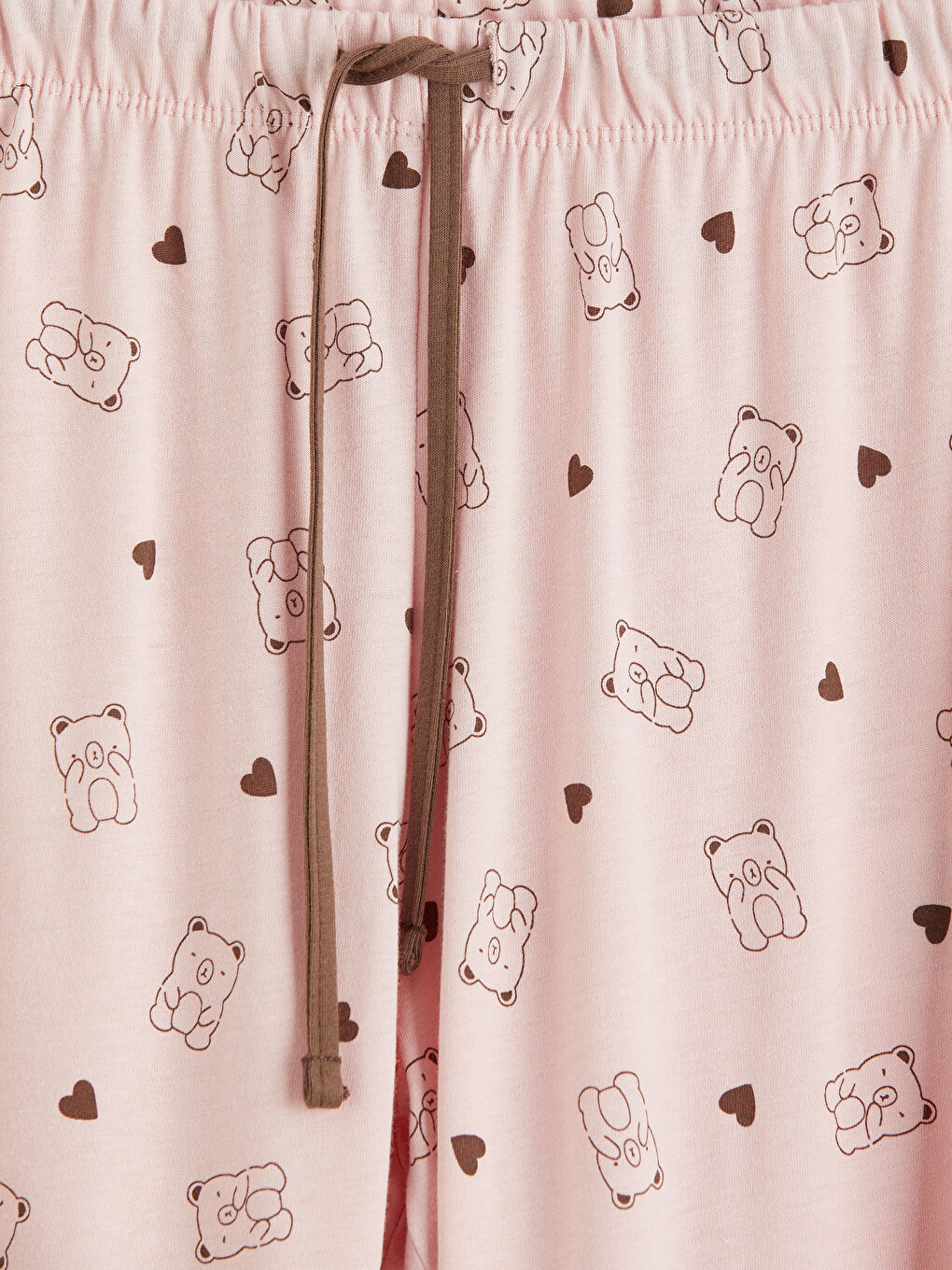 Pembe Bisiklet Yaka Baskılı Kadın Pijama Takım-6