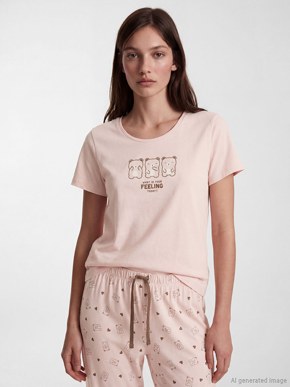 Crew Neck Printed Women's Pyjamas Set-1