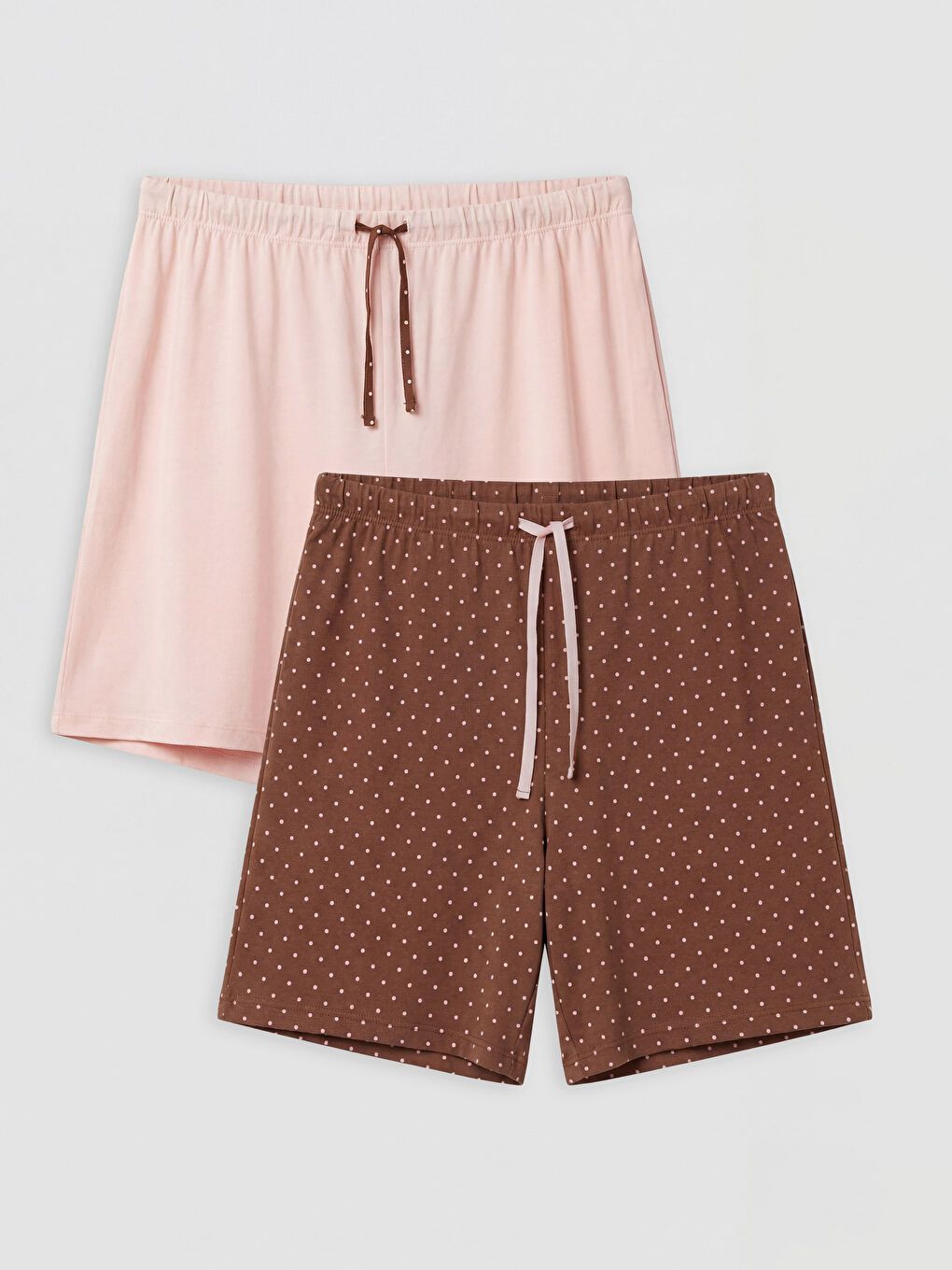 Kahverengi Kadın Şort Pijama Altı 2'li