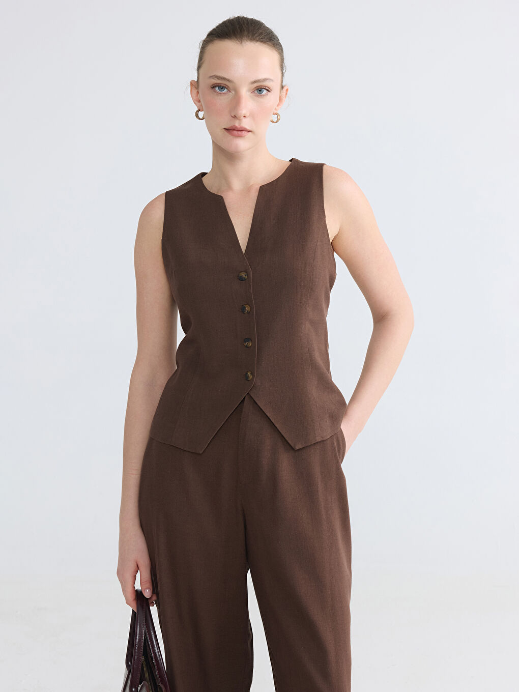 Woman BROWN Suit Waistcoat