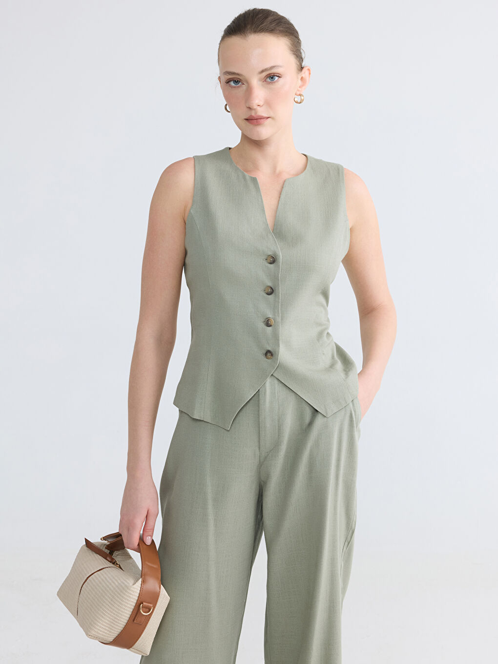Woman KHAKI Suit Waistcoat