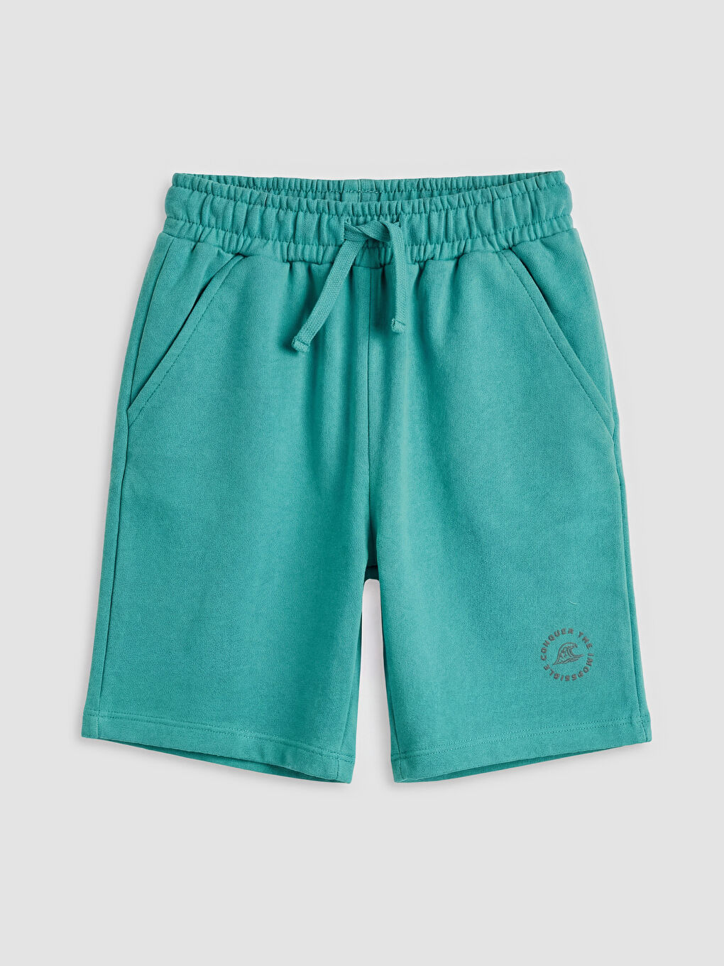 Yeşil Beli Lastikli Erkek Çocuk Şort-1