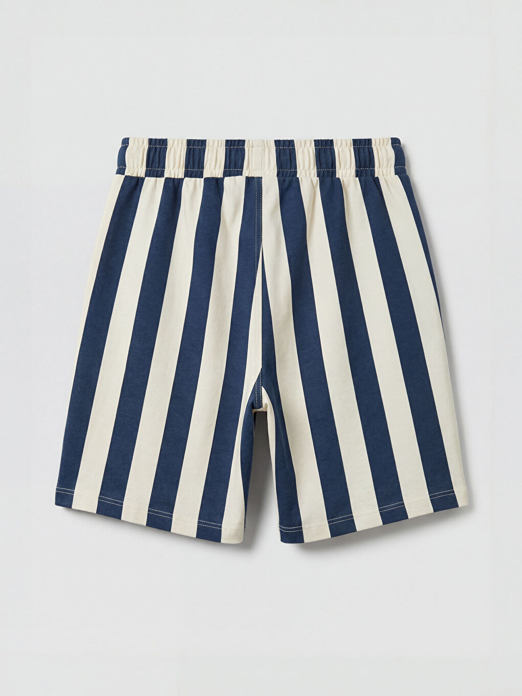 İndigo Beli Bağcıklı Çizgili Erkek Çocuk Şort-1