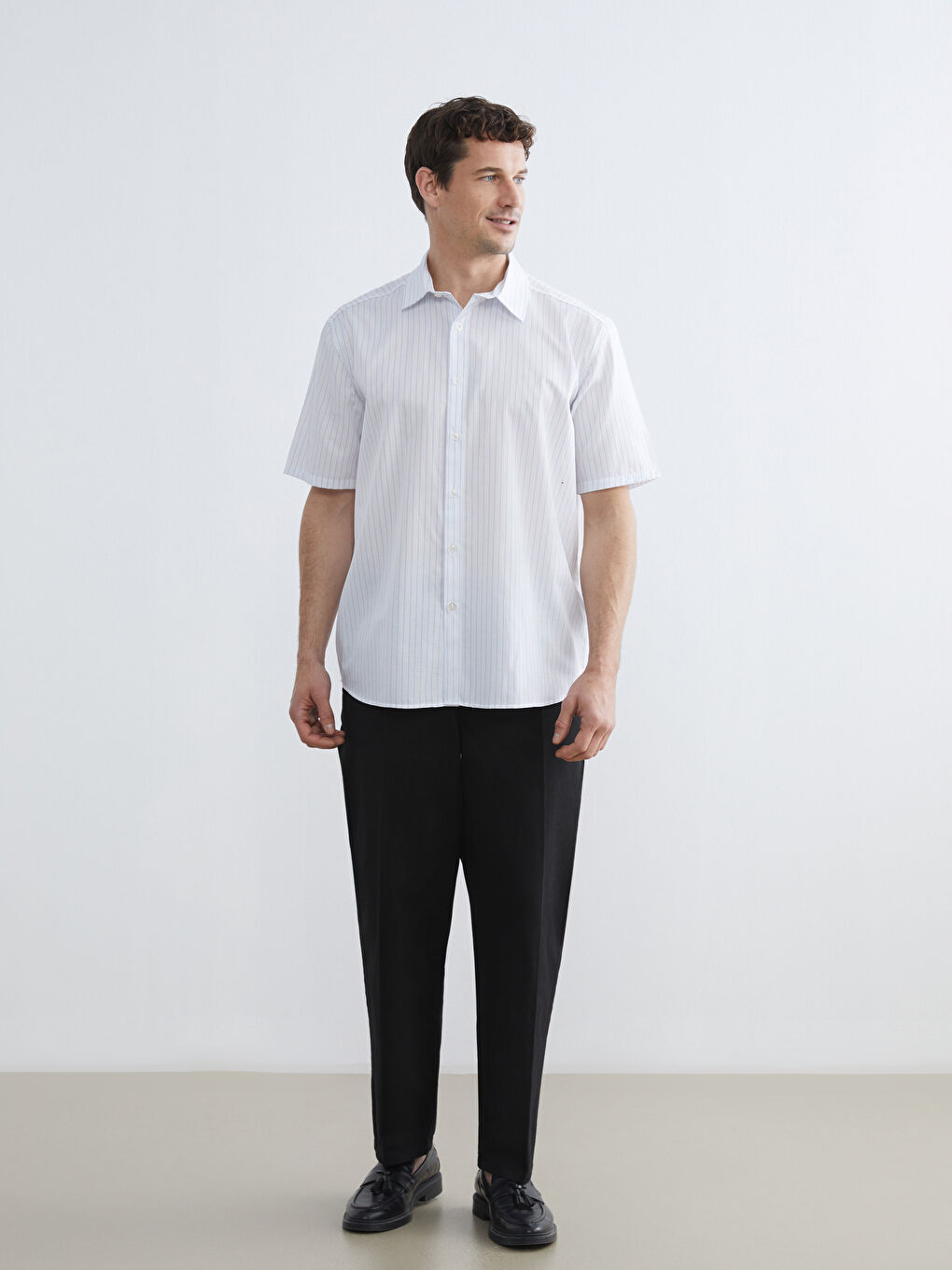 Mavi Regular Fit Çizgili Erkek Gömlek-1