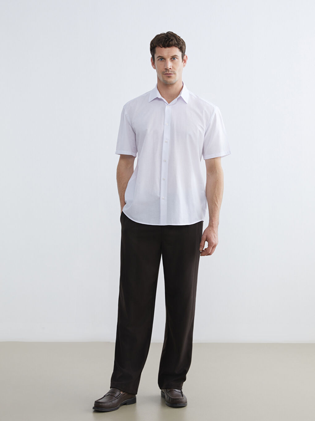 Beyaz Regular Fit Poplin Erkek Gömlek-1