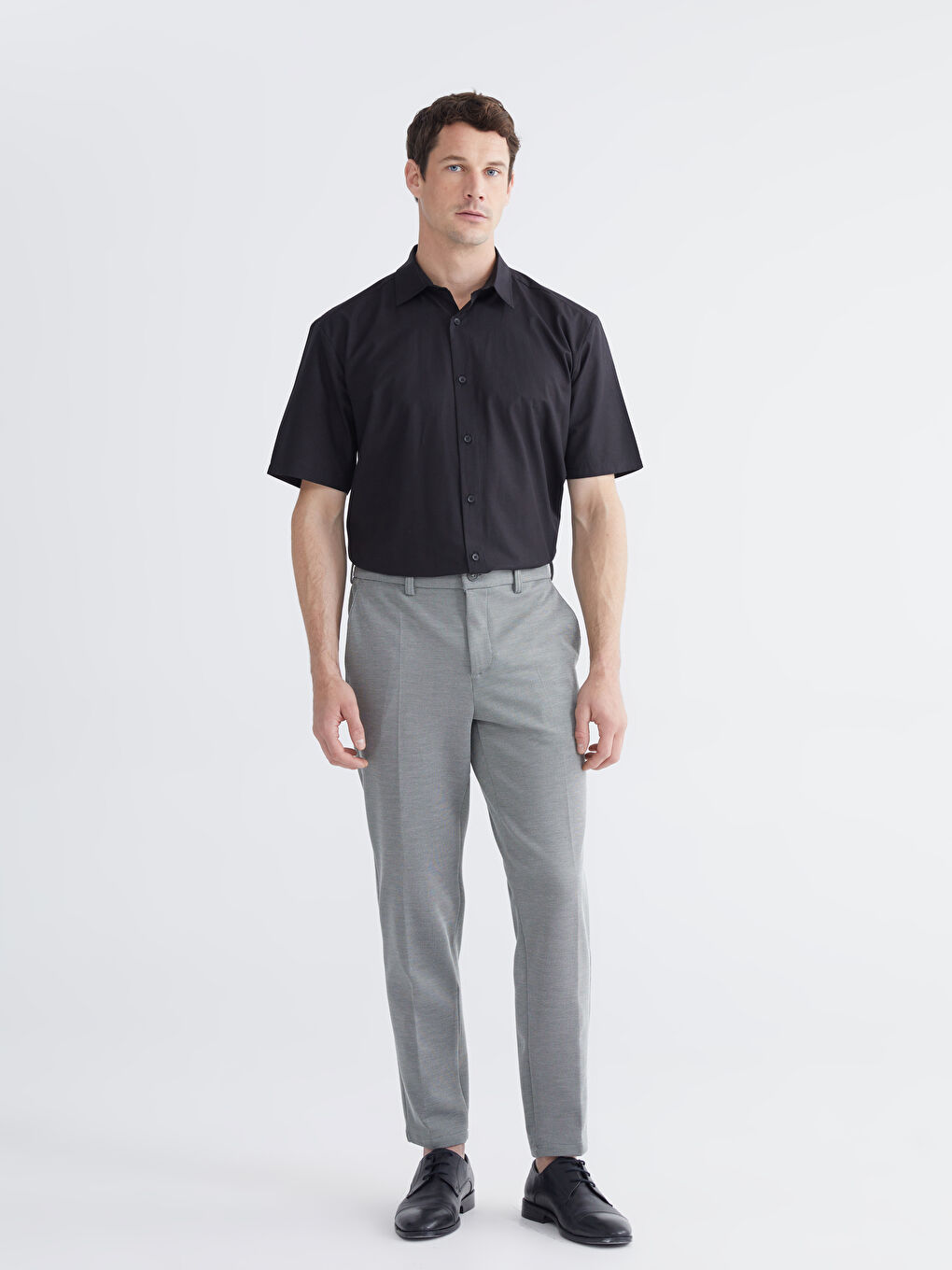 Siyah Regular Fit Poplin Erkek Gömlek-1