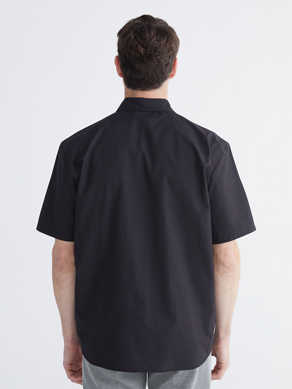 Siyah Regular Fit Poplin Erkek Gömlek-3