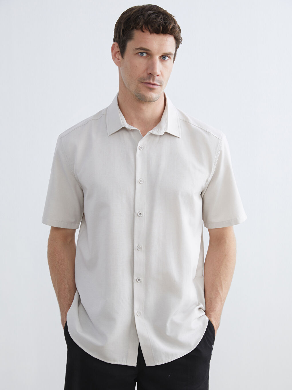 Bej Regular Fit Oxford Erkek Gömlek