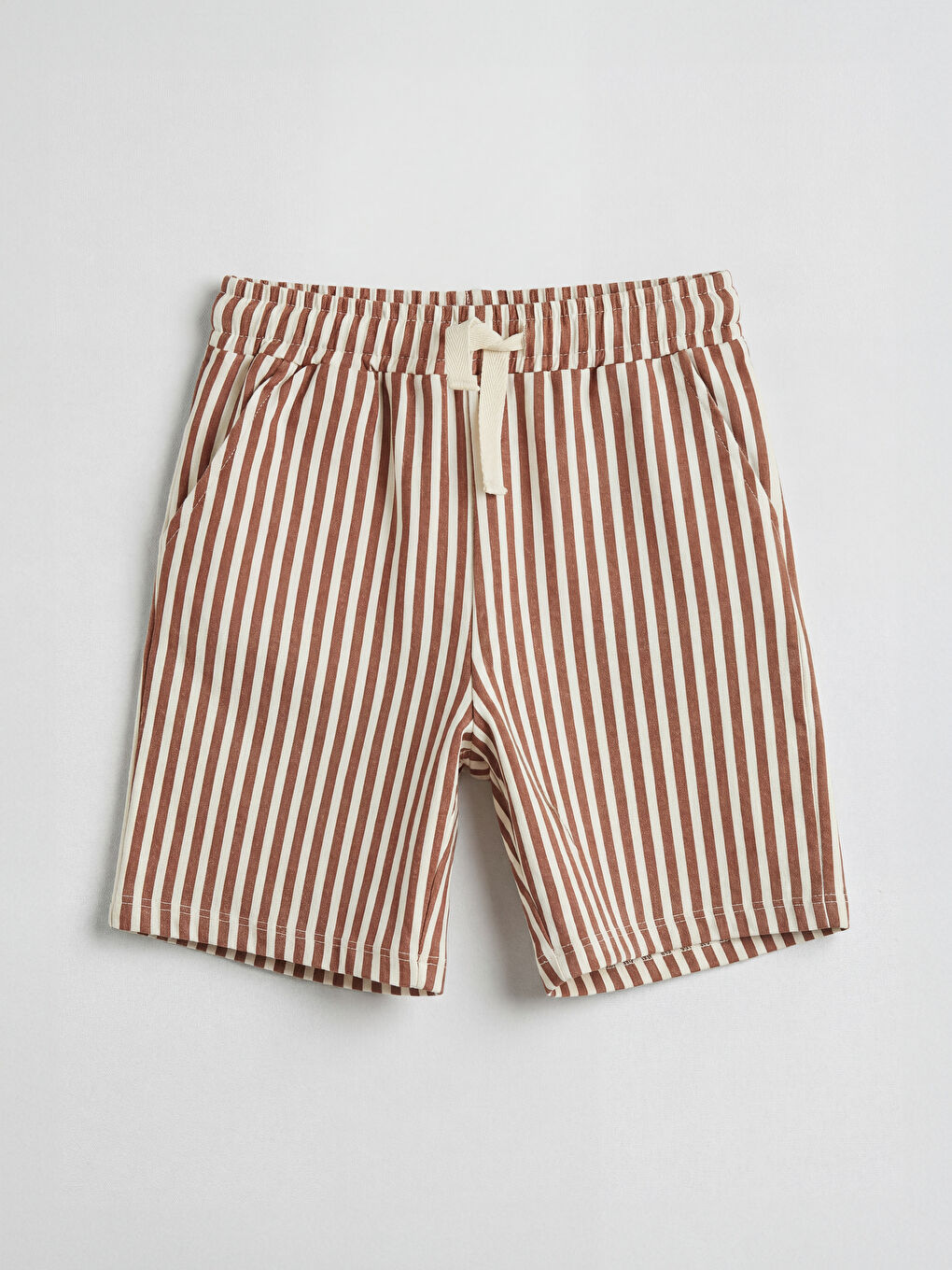 Bej Beli Bağlamalı Erkek Çocuk Şort 2'li-3