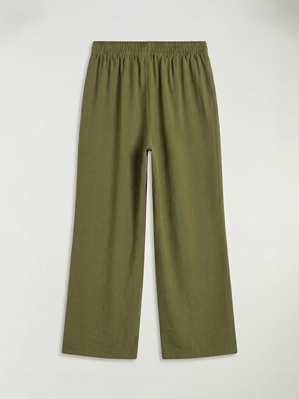 Haki Beli Lastikli Geniş Paça Kadın Pantolon-5