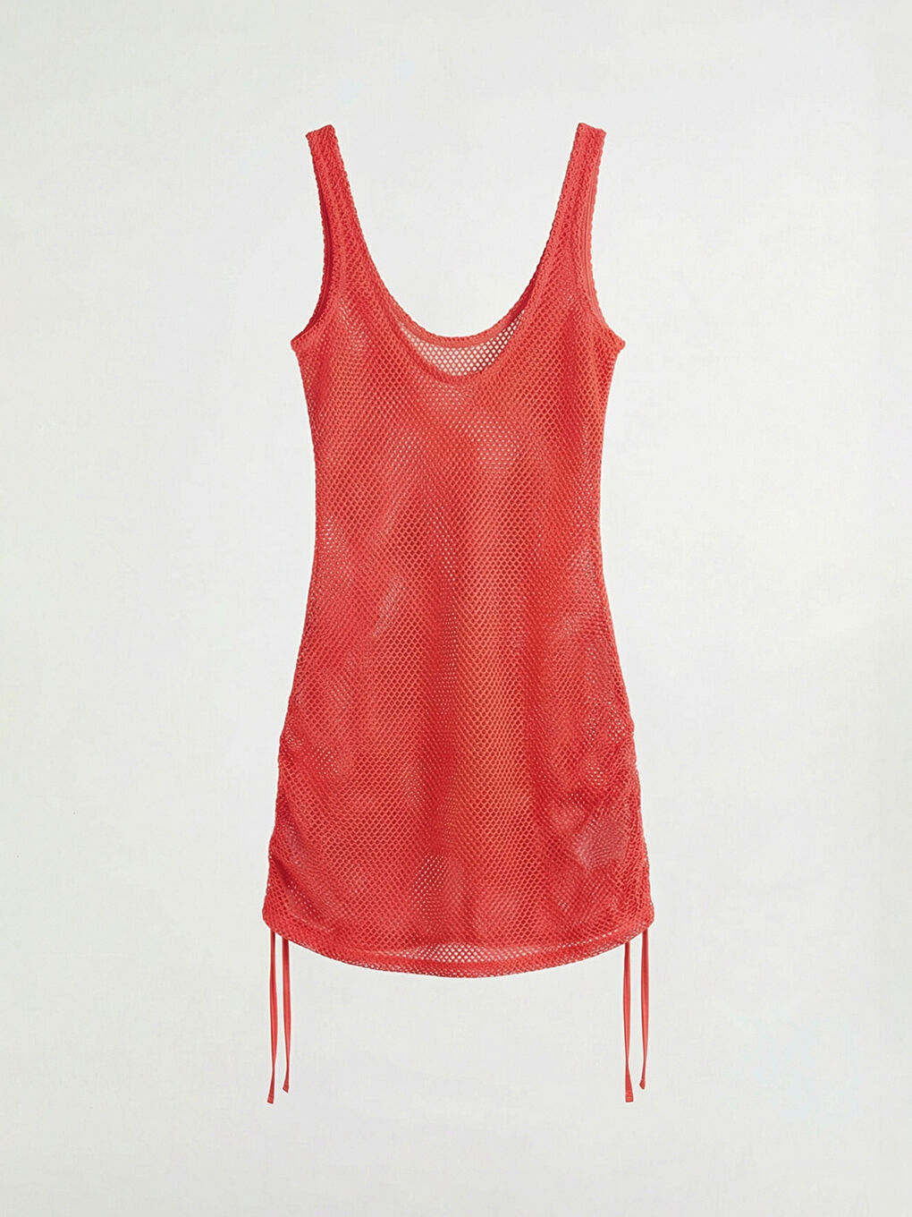 Kırmızı U Yaka Kadın Triko Plaj Elbisesi-1