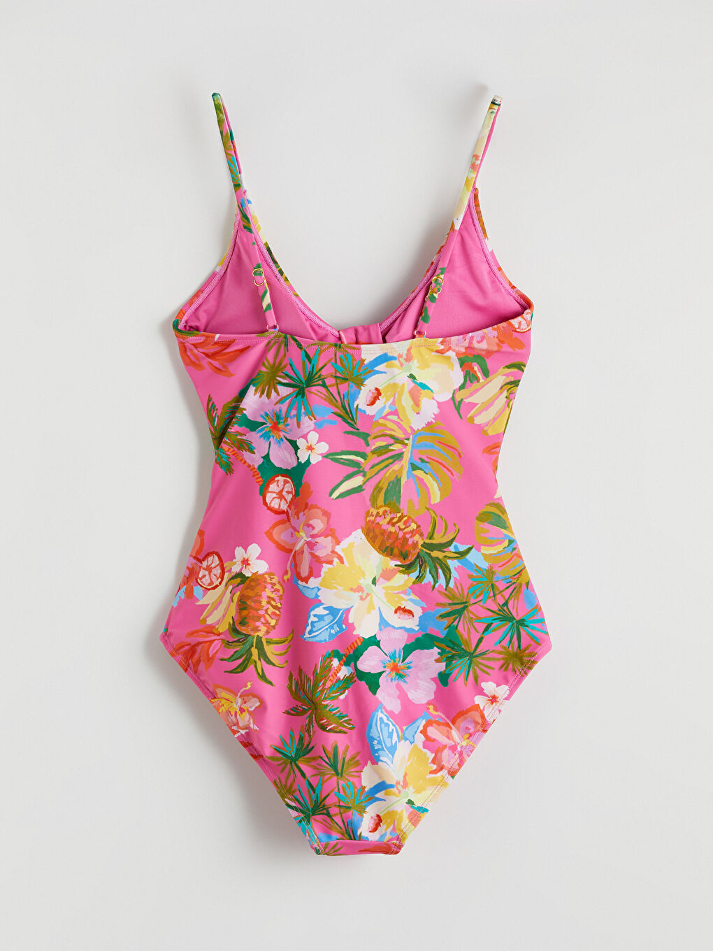 Pembe V Yaka Çıkarılabilir Pedli Kadın Mayo-2