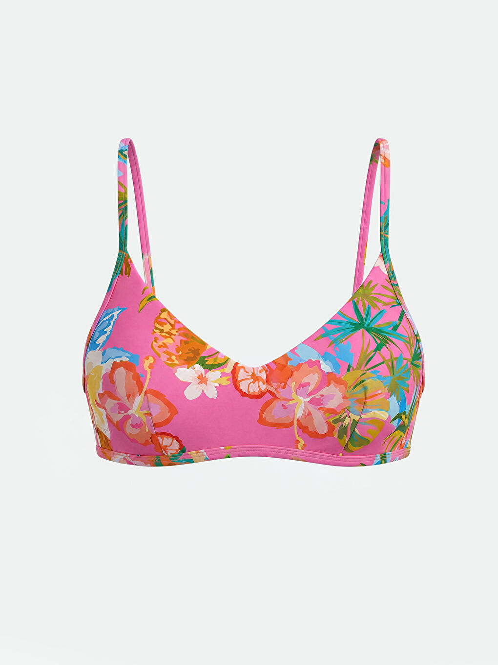 Pembe Çıkarılabilir Pedli Çiçekli Kadın Bikini Üstü