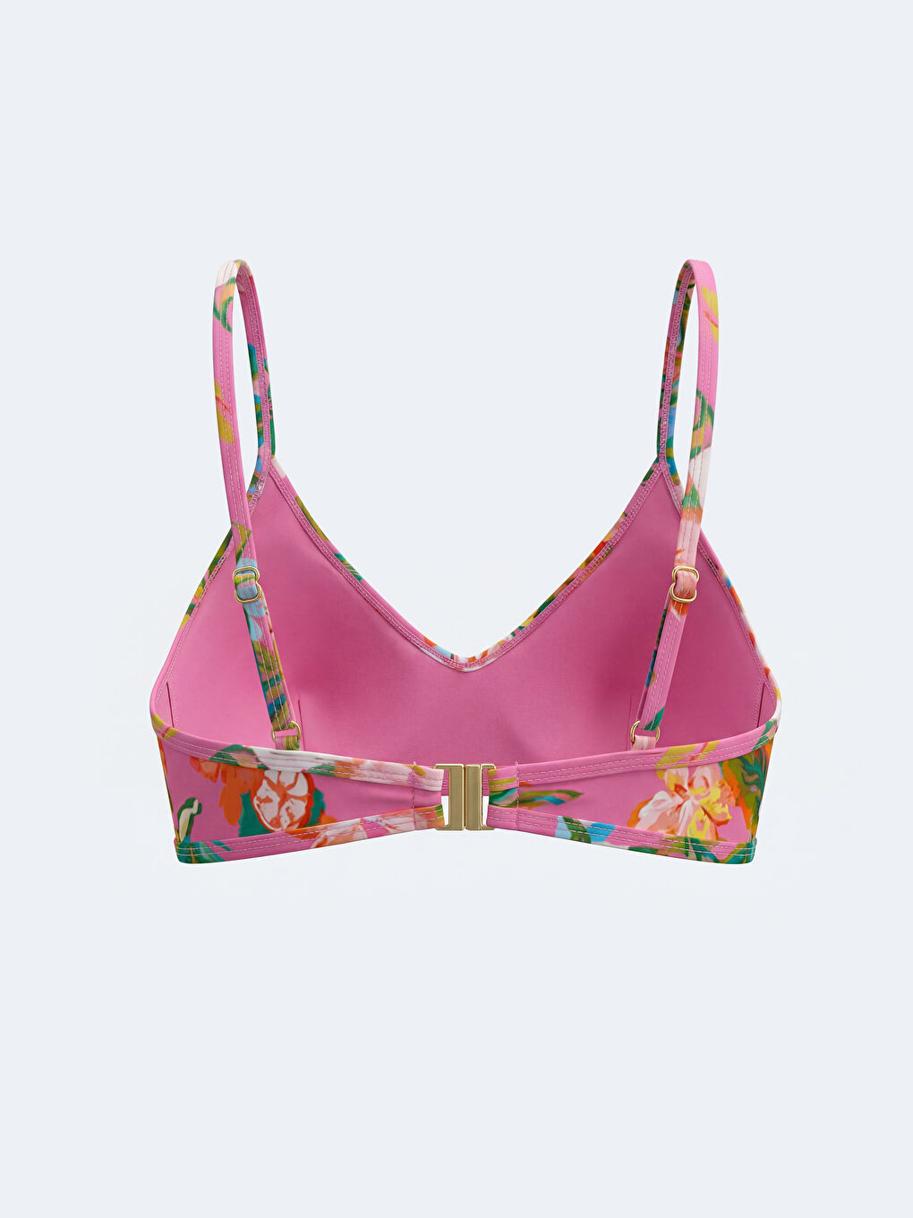 Pembe Çıkarılabilir Pedli Çiçekli Kadın Bikini Üstü-1