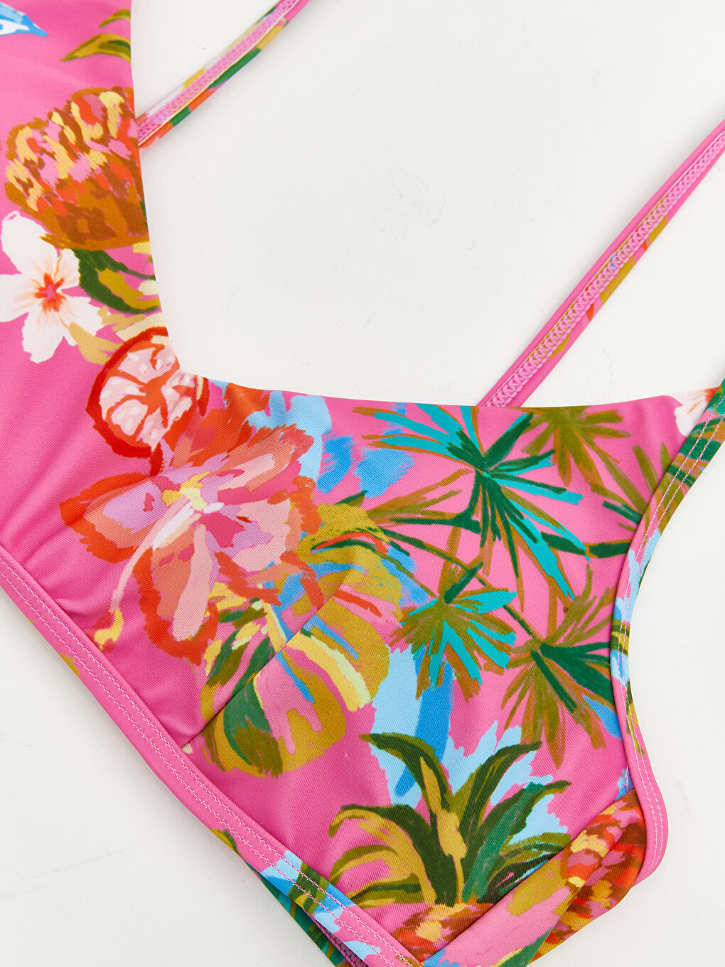 Pembe Çıkarılabilir Pedli Çiçekli Kadın Bikini Üstü-2