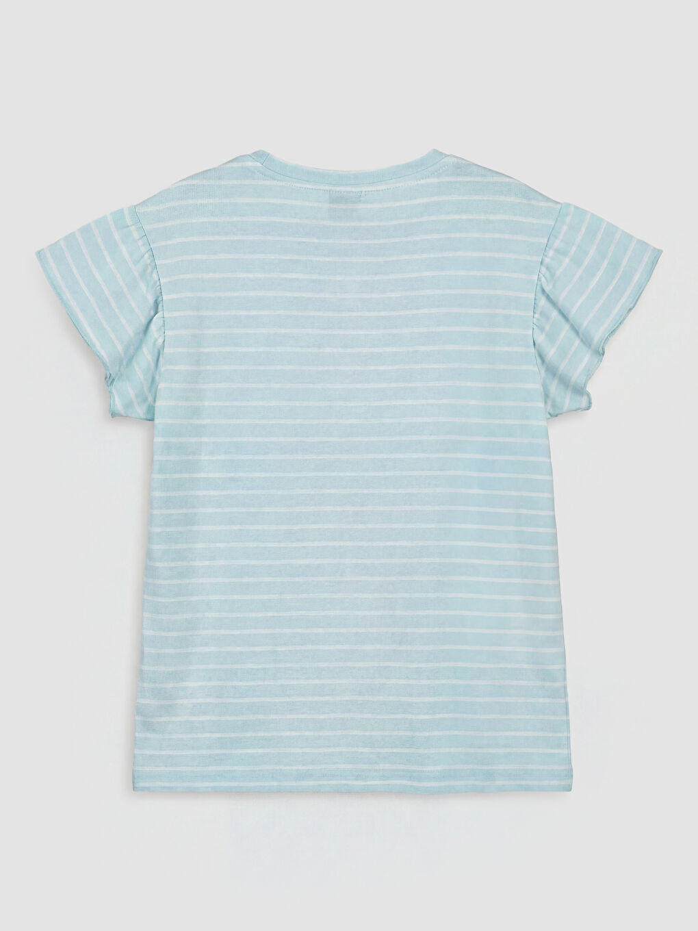Mavi Bisiklet Yaka Çizgili Kız Çocuk Tişört-1