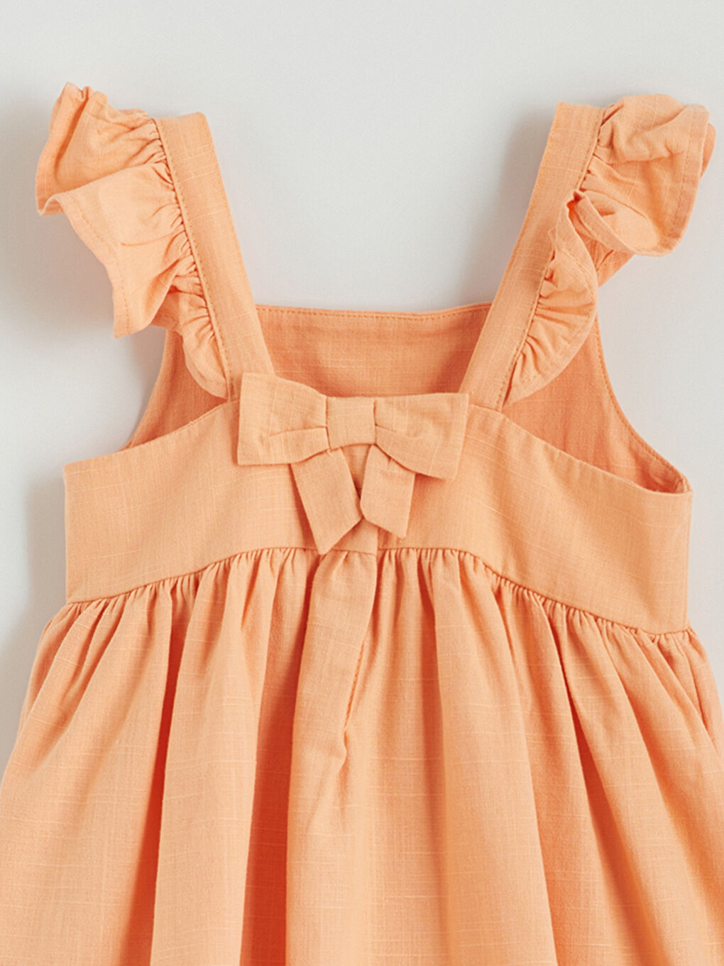 Mercan Kare Yaka Fırfırlı Kız Çocuk Elbise-2