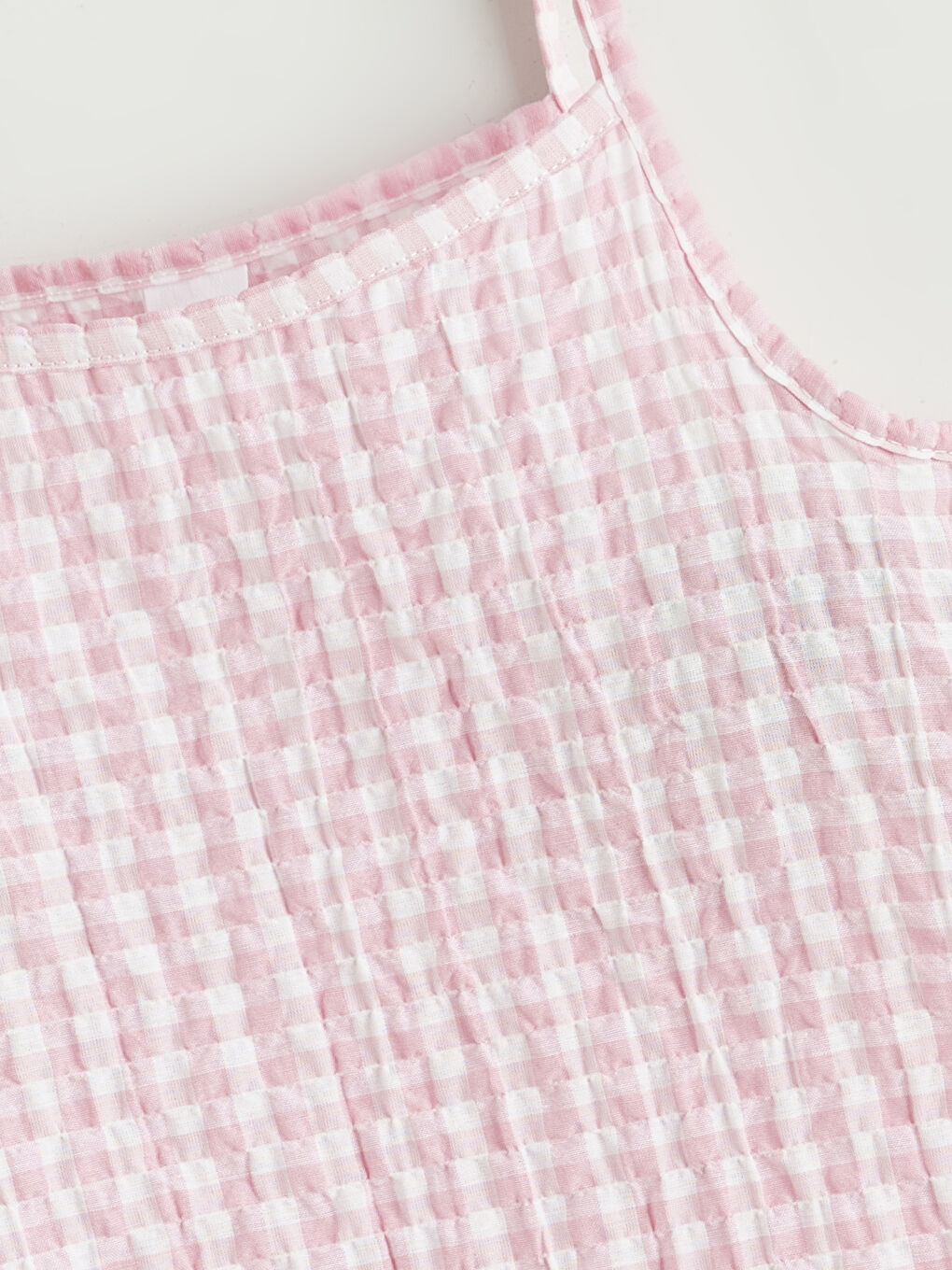 Girls' Square Neck Plaid Ruffle Dress-1