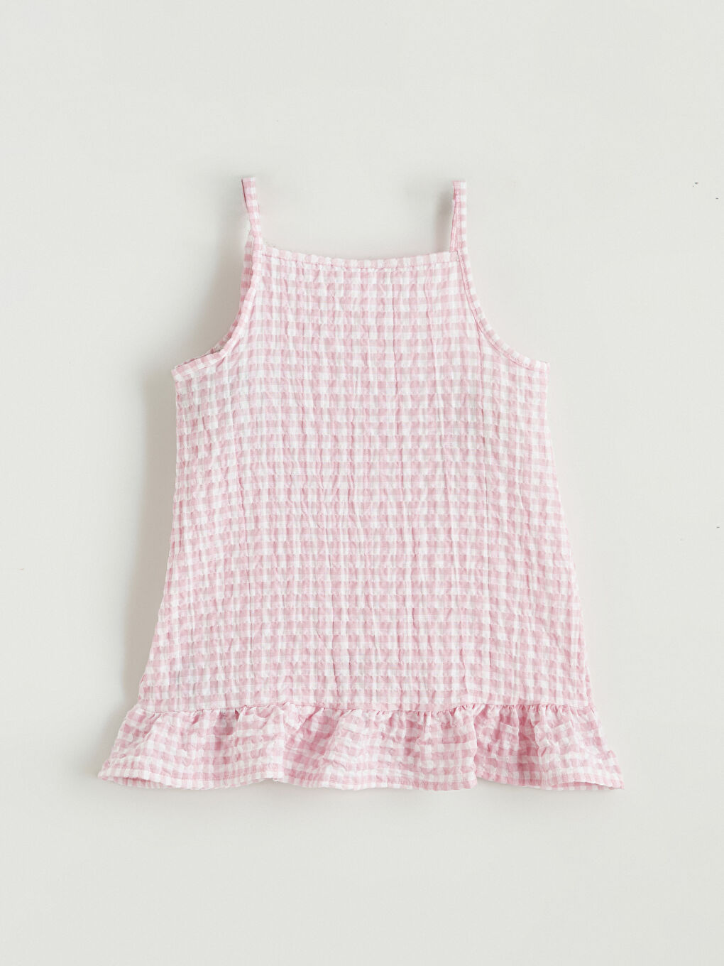 Girls' Square Neck Plaid Ruffle Dress-2