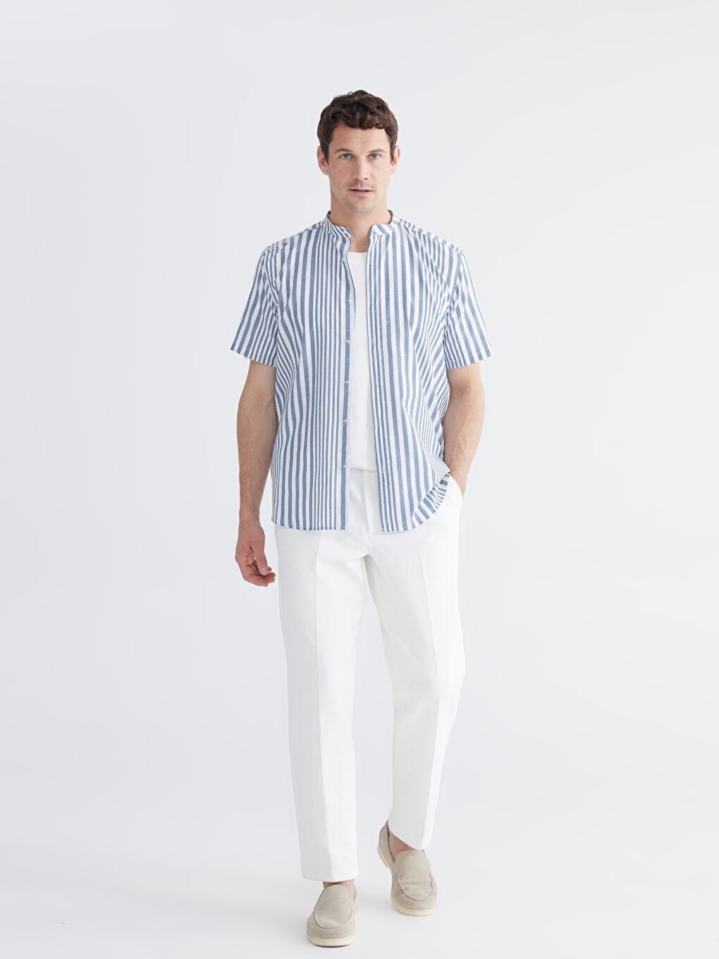 İndigo Regular Fit Çizgili Erkek Gömlek-1