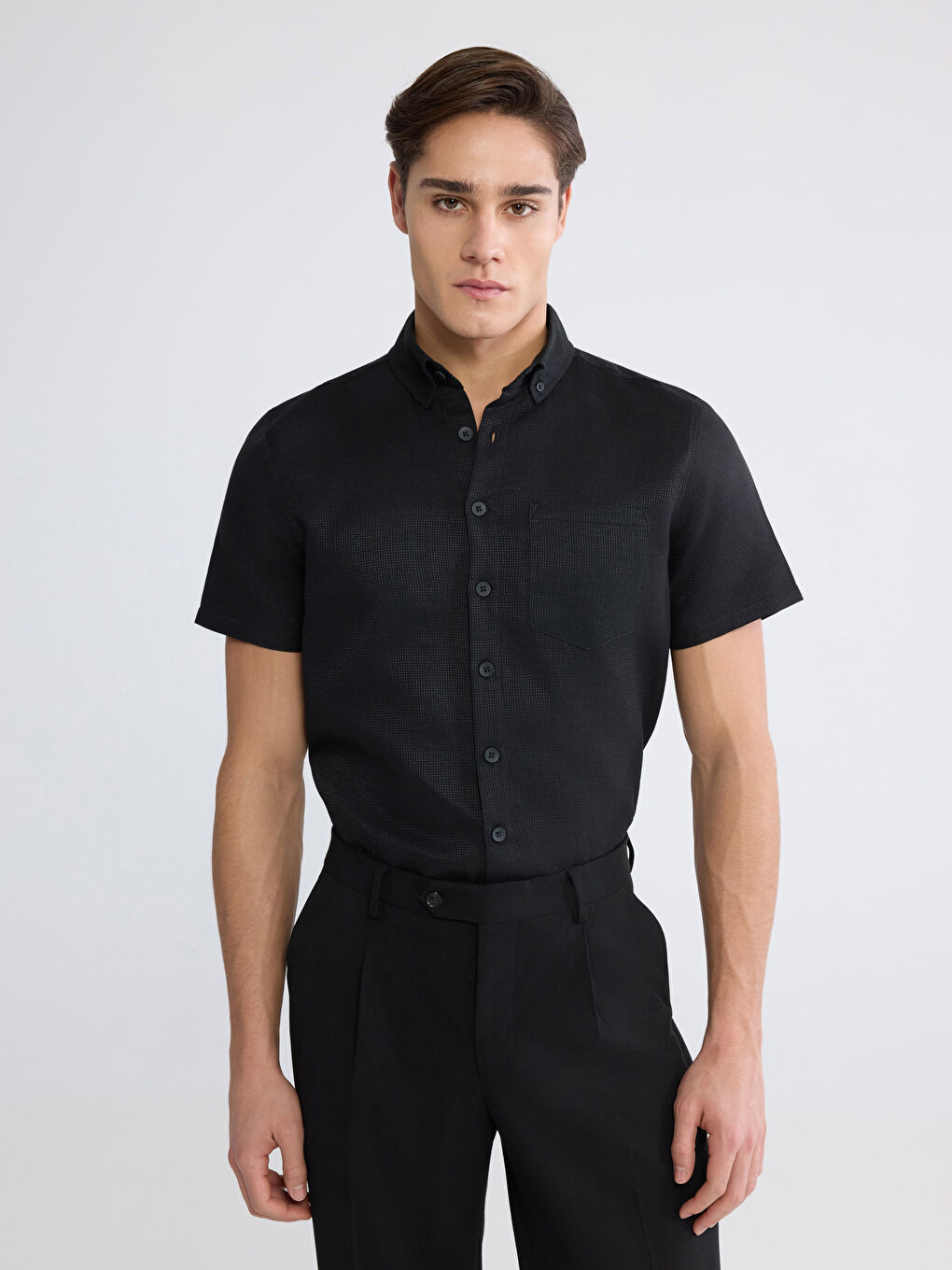 Siyah Regular Fit Erkek Gömlek