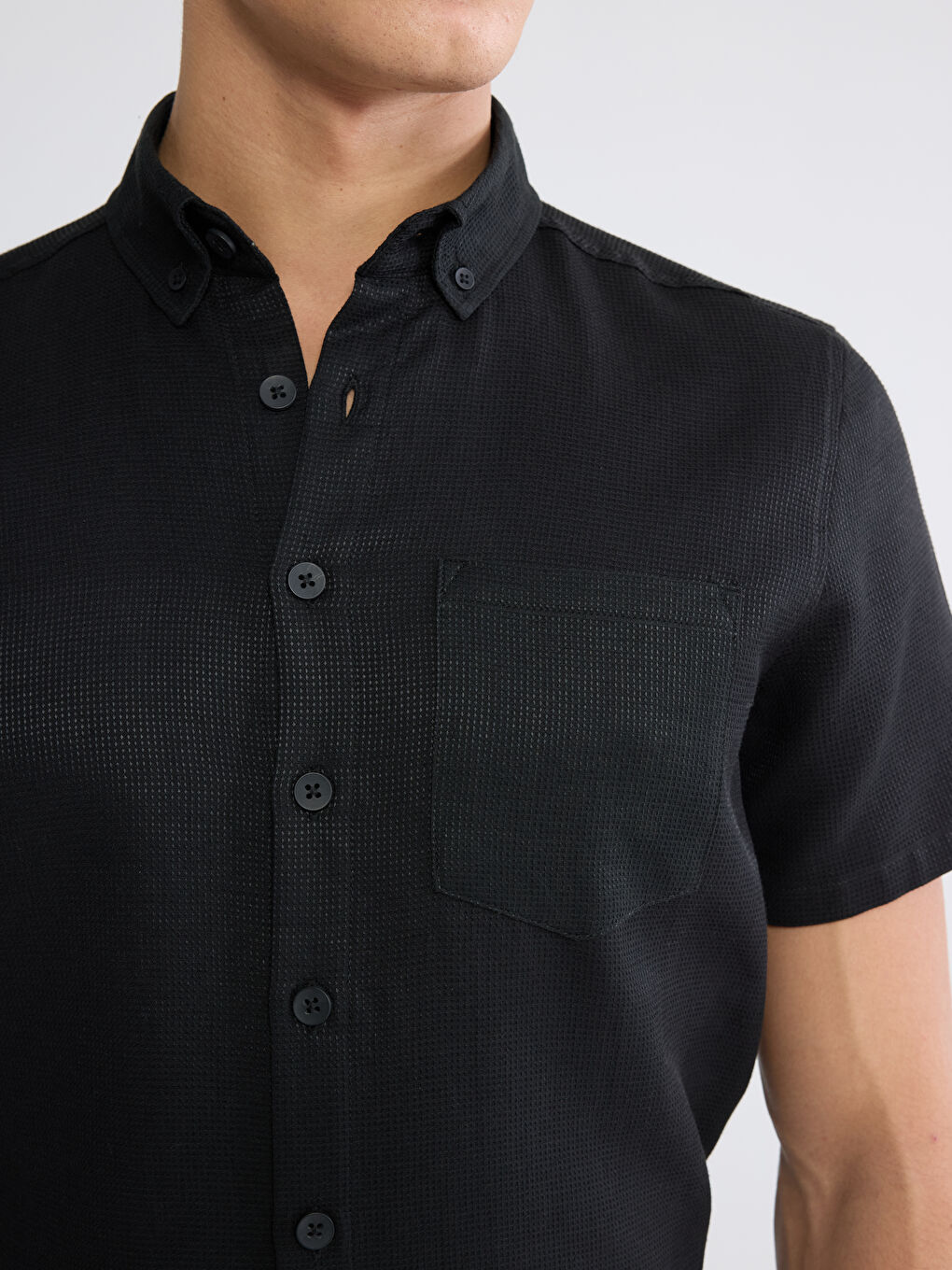 Siyah Regular Fit Erkek Gömlek-2