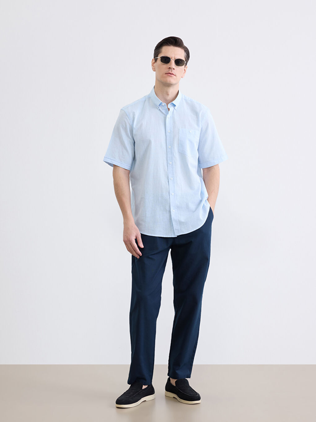 Lacivert Standart Kalıp Gabardin Erkek Pantolon