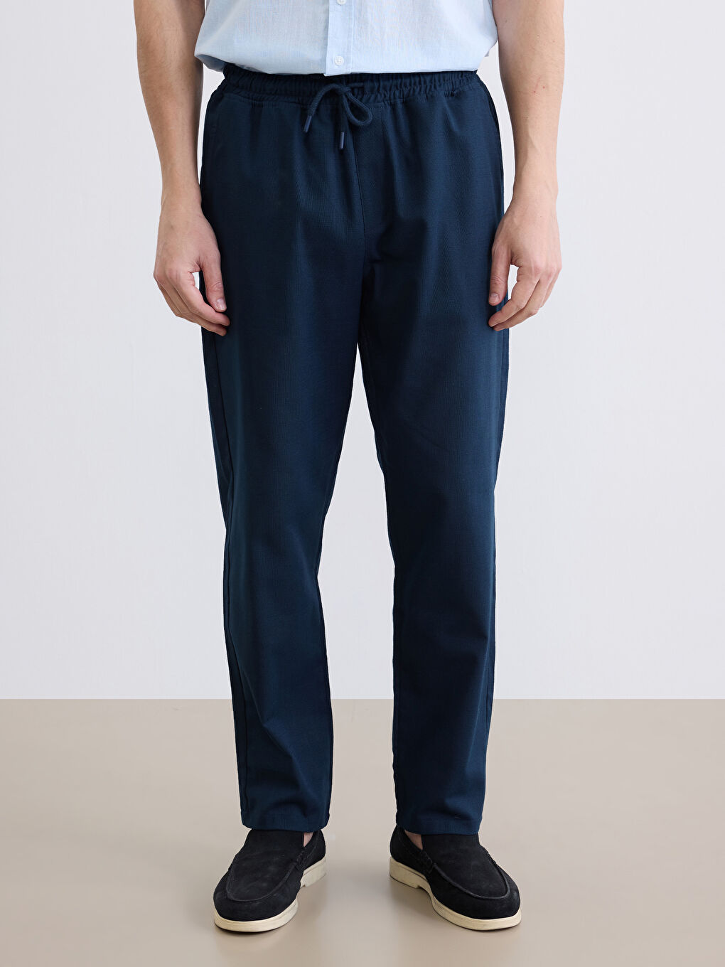 Lacivert Standart Kalıp Gabardin Erkek Pantolon-1