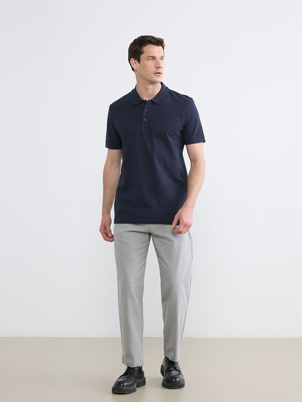 Gri Standart Kalıp Gabardin Erkek Pantolon