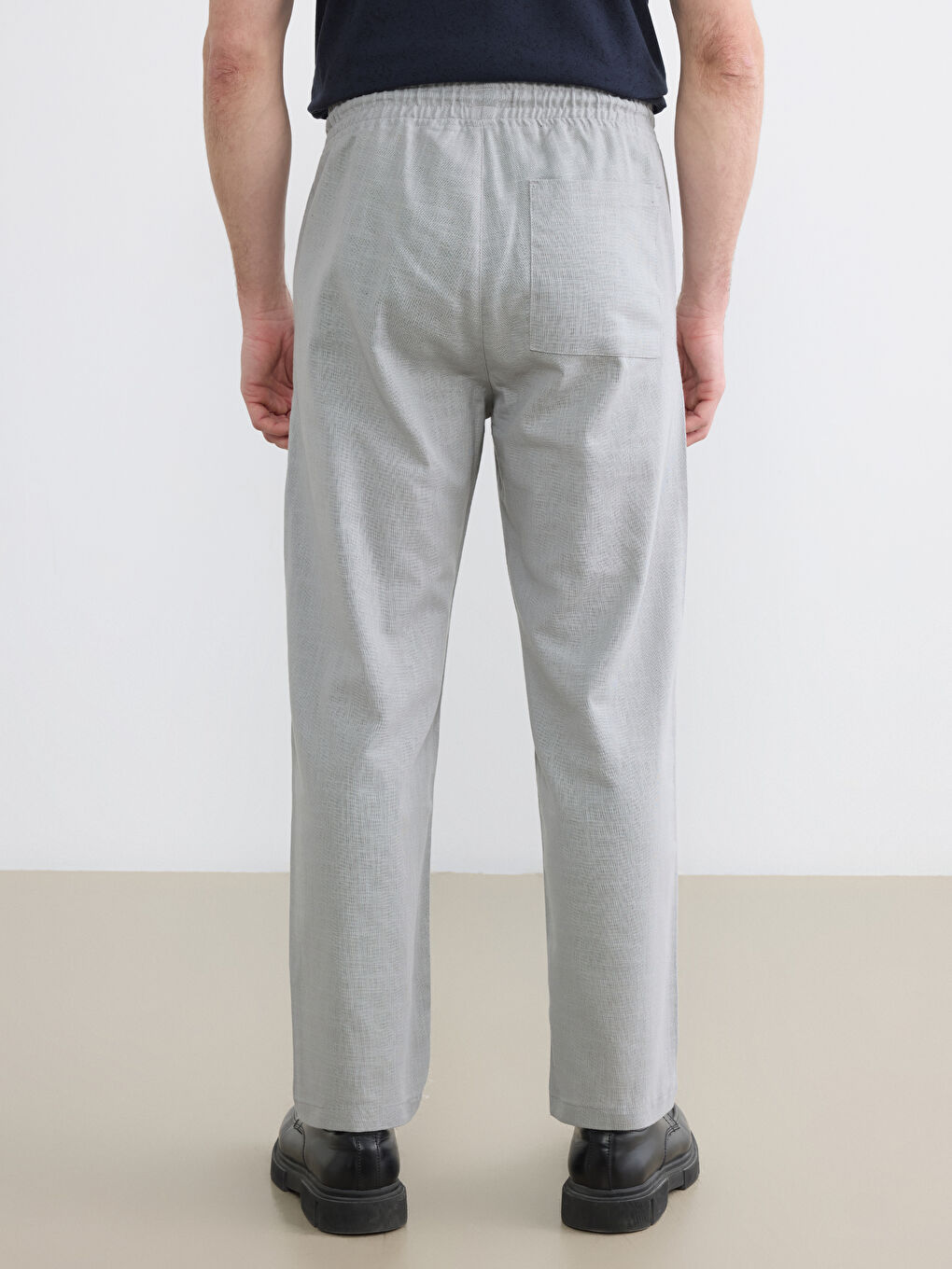 Gri Standart Kalıp Gabardin Erkek Pantolon-3