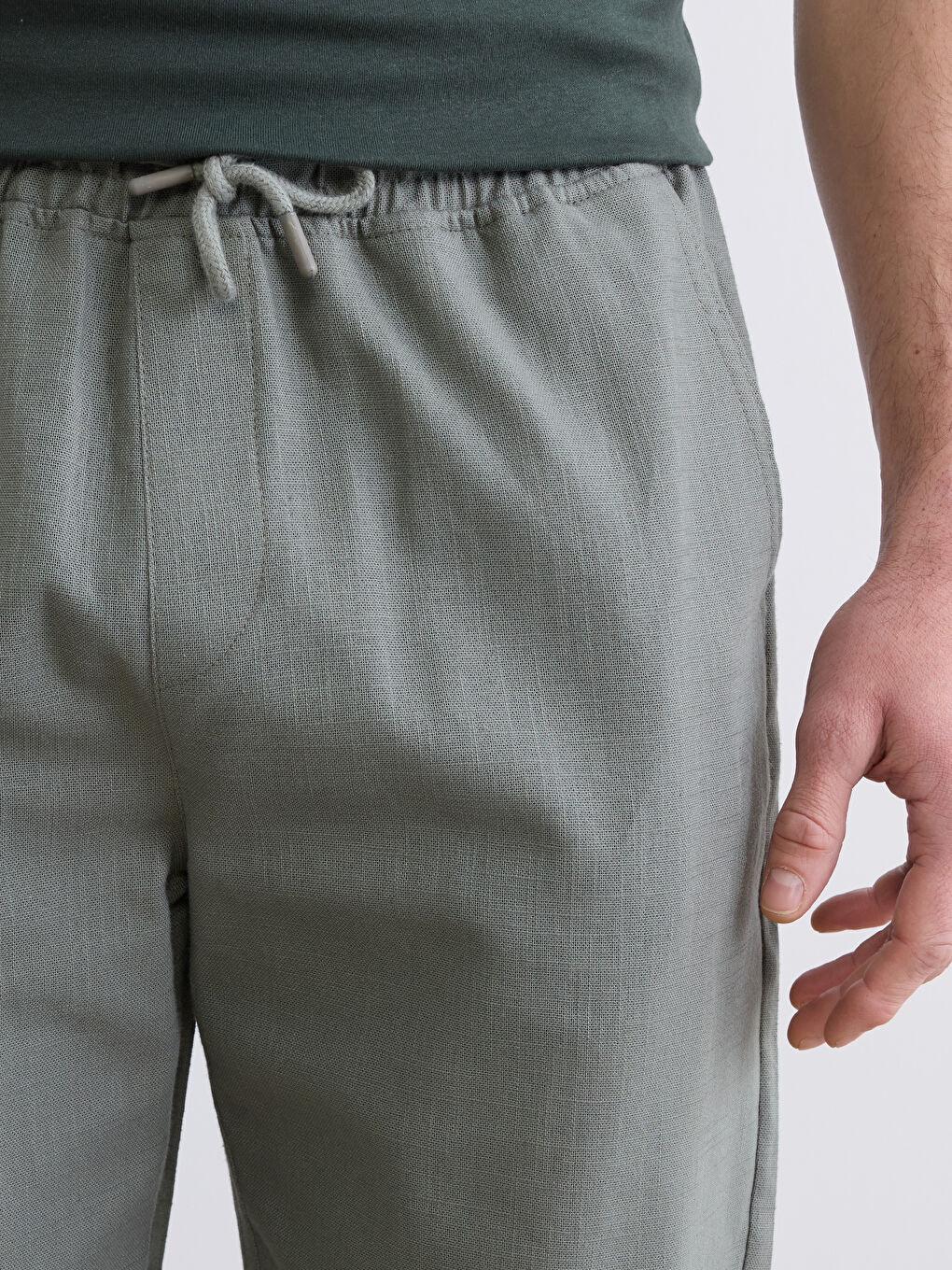 Haki Standart Kalıp Gabardin Erkek Pantolon-2