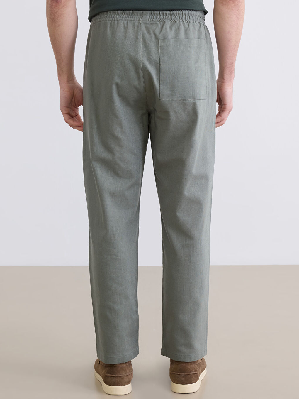 Haki Standart Kalıp Gabardin Erkek Pantolon-3