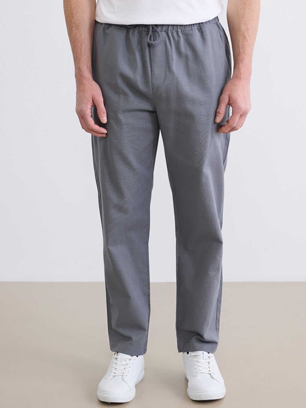 Antrasit Standart Kalıp Gabardin Erkek Pantolon-1