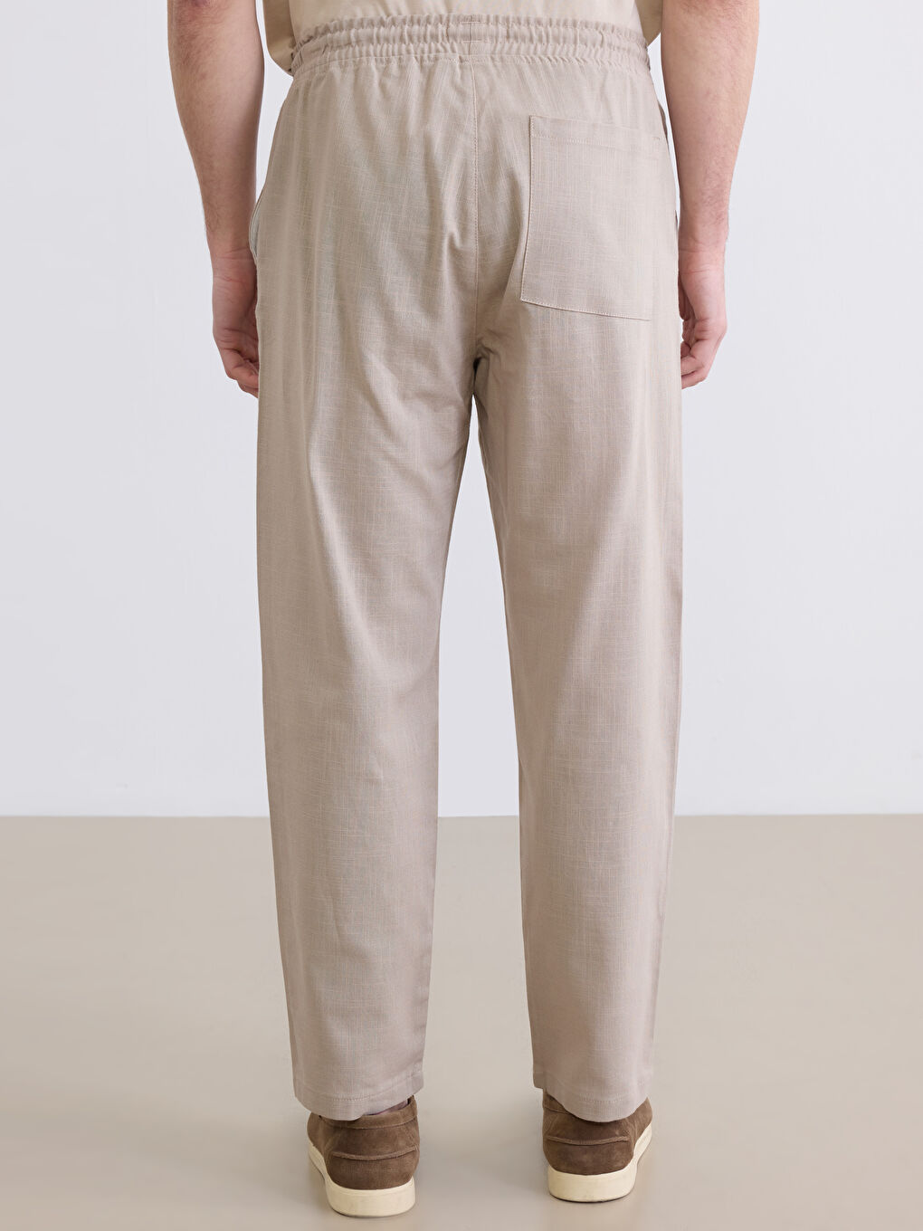 Bej Standart Kalıp Gabardin Erkek Pantolon-3