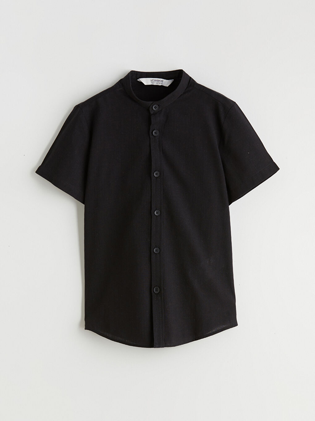 Siyah Hakim Yaka Kısa Kollu Erkek Çocuk Gömlek