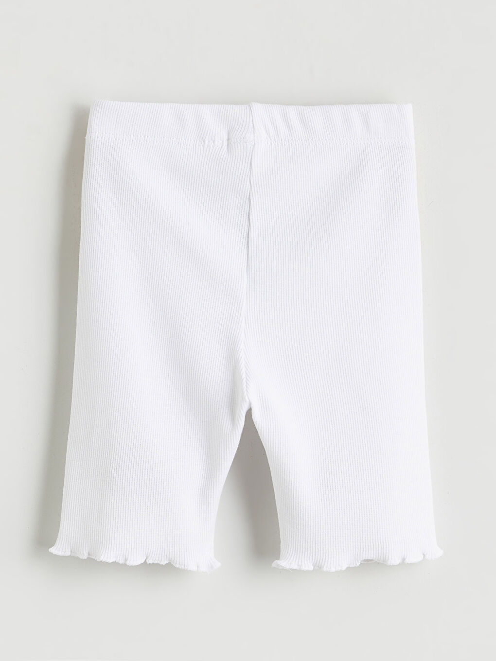 Beyaz Beli Lastikli Fitilli Kız Çocuk Şort Tayt-1