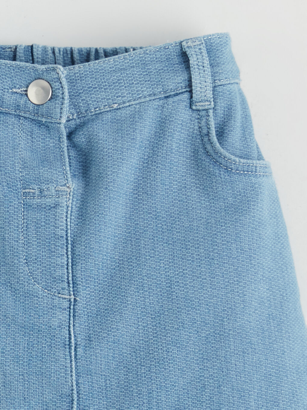 İndigo Beli Ayarlanabilir Lastikli Kız Çocuk Jean Etek-2