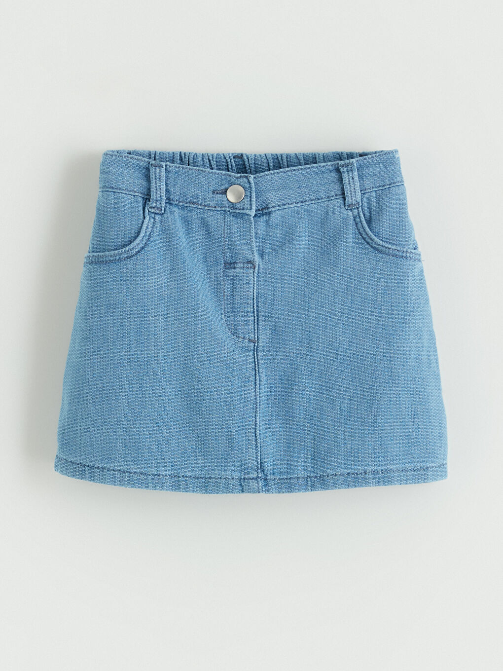 İndigo Beli Lastikli Kız Çocuk Jean Etek