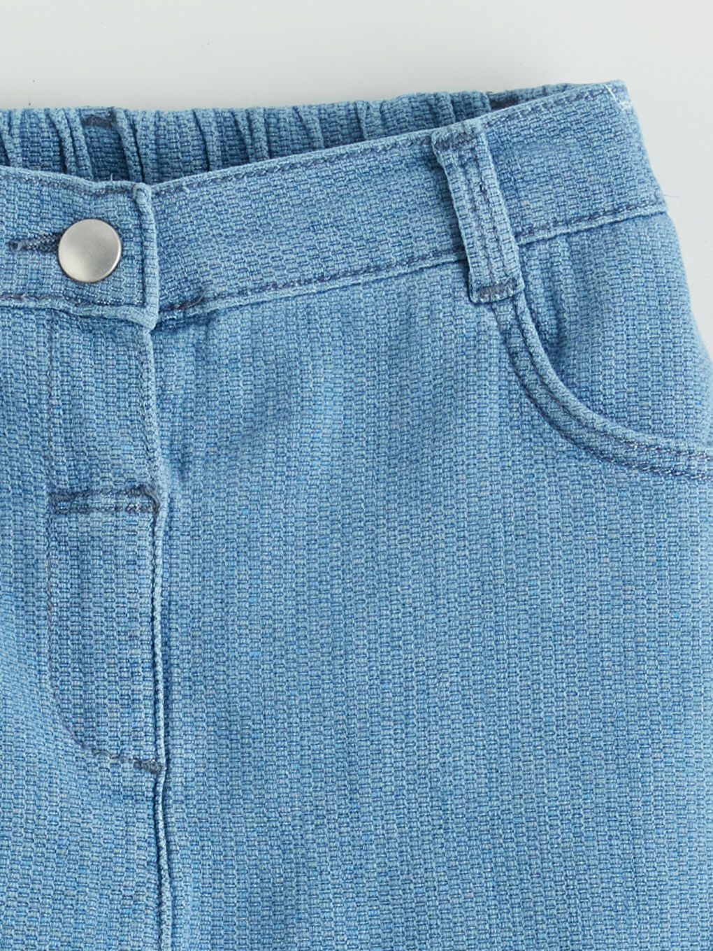 İndigo Beli Lastikli Kız Çocuk Jean Etek-1