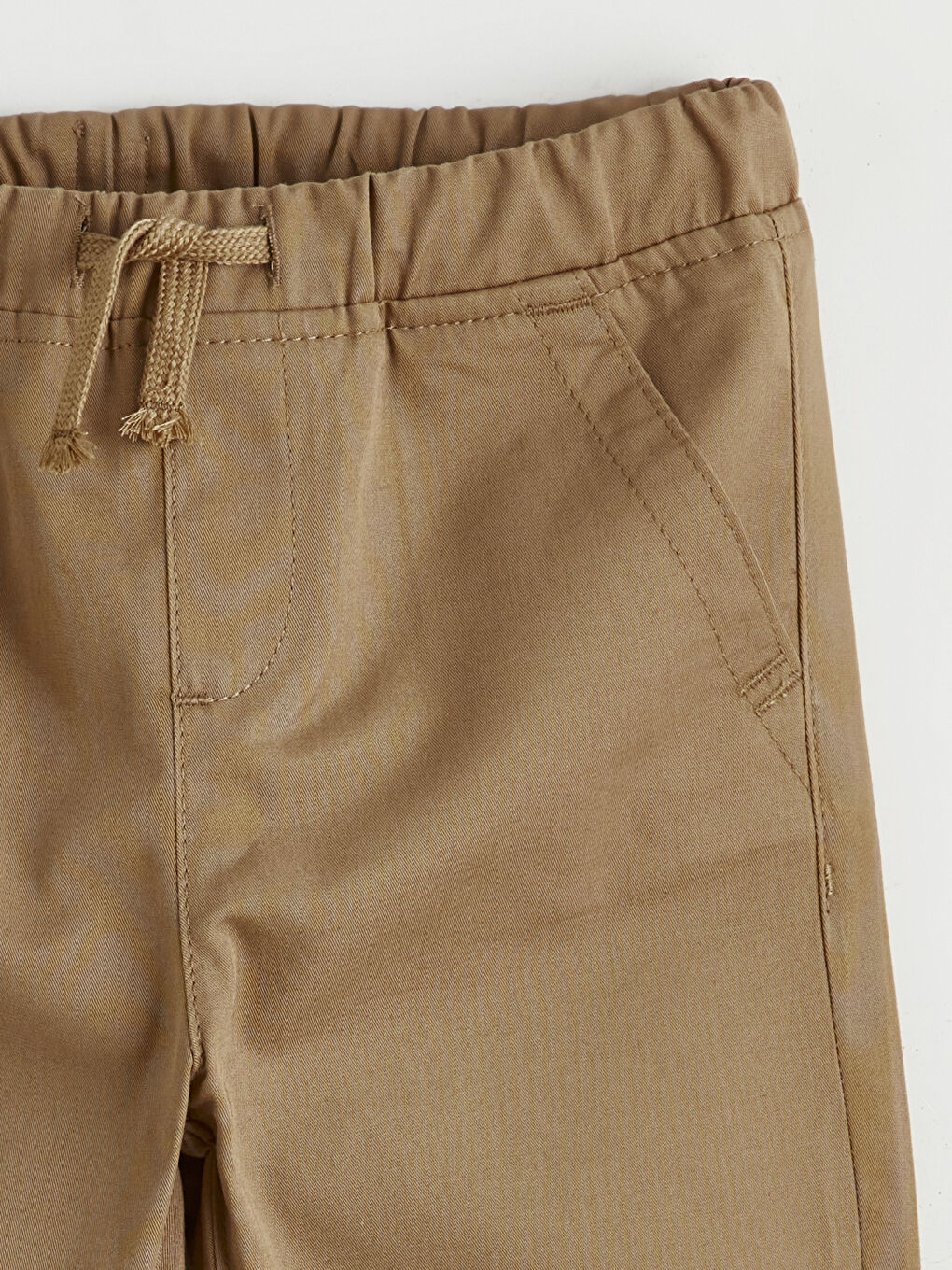 Kahverengi Beli Lastikli Erkek Çocuk Gabardin Pantolon-1
