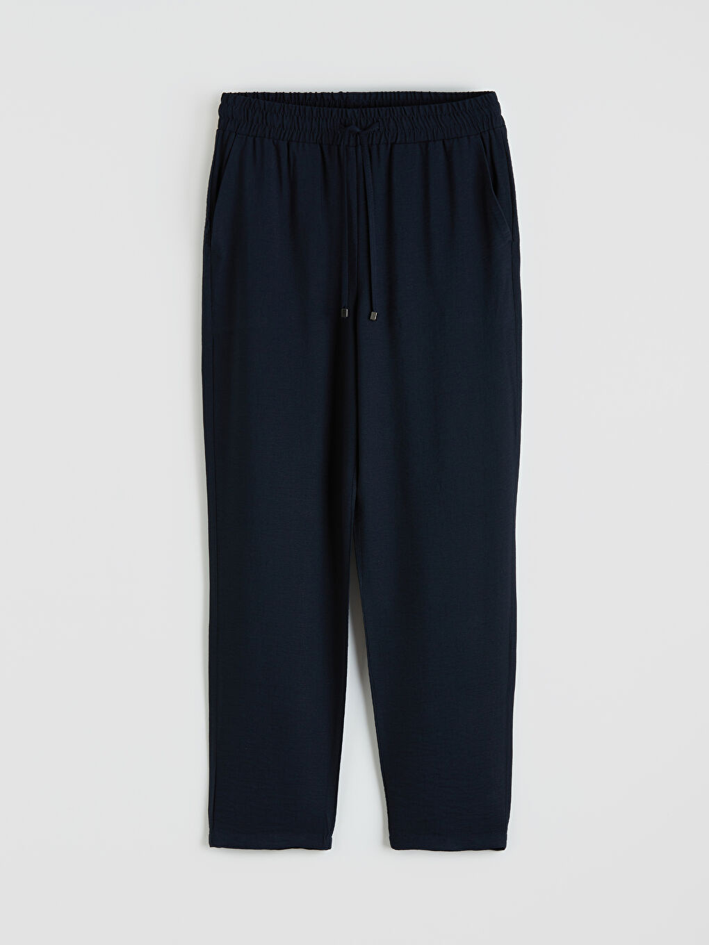 Lacivert Beli Lastikli Havuç Kesim Kadın Pantolon